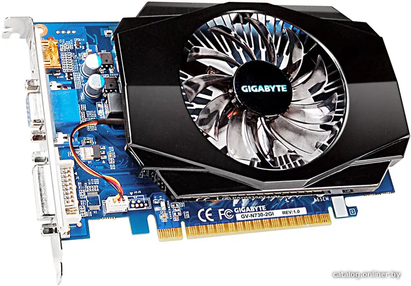 В/карта GT730 2Gb [PCI-E] DDR-3 GIGABYTE GV-N730-2GI (RTL) D-Sub+DVI+HDMI [GeForce GT730]