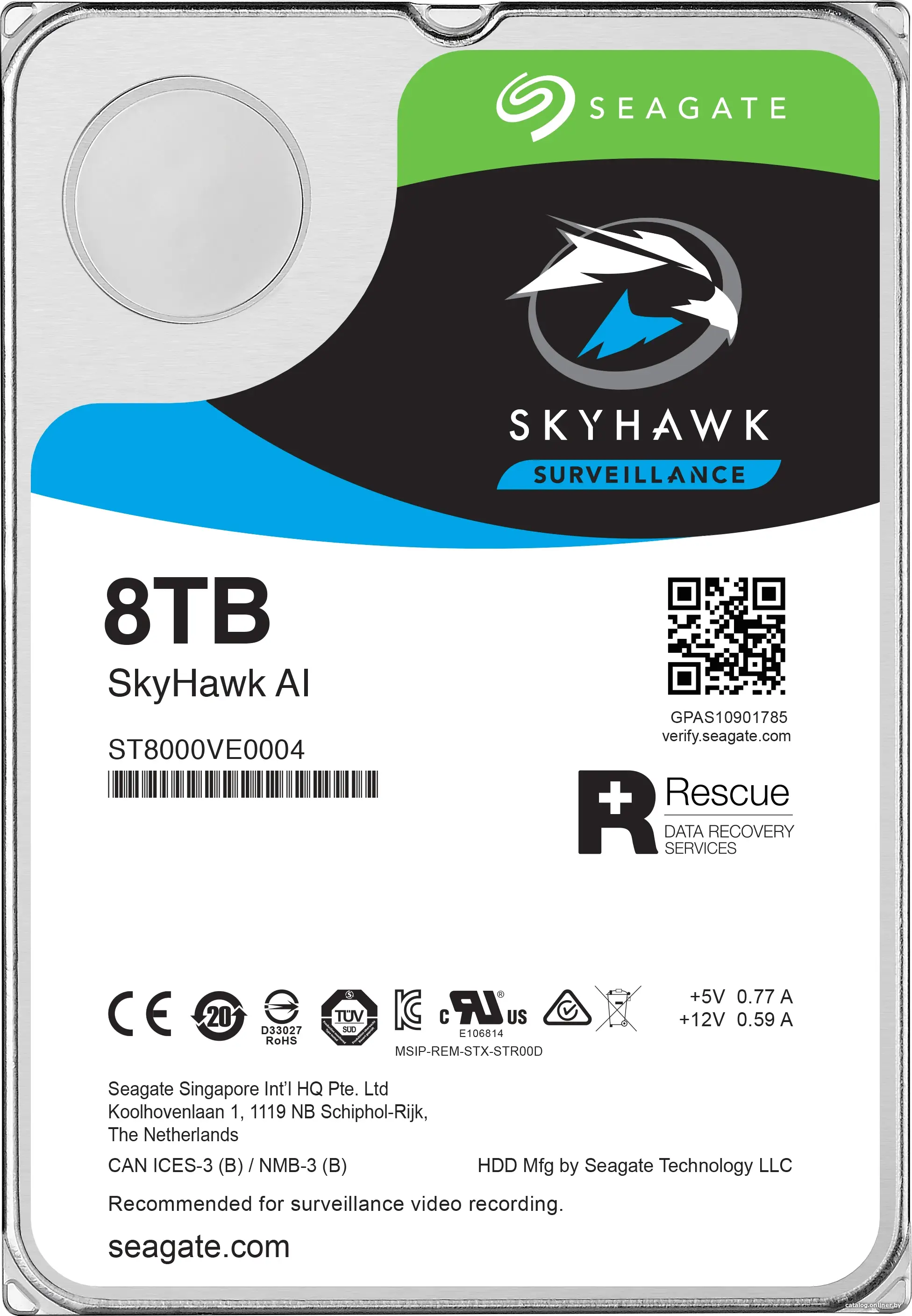 Купить Жесткий диск Seagate SkyHawk AI 8TB ST8000VE0004, цена, опт и розница