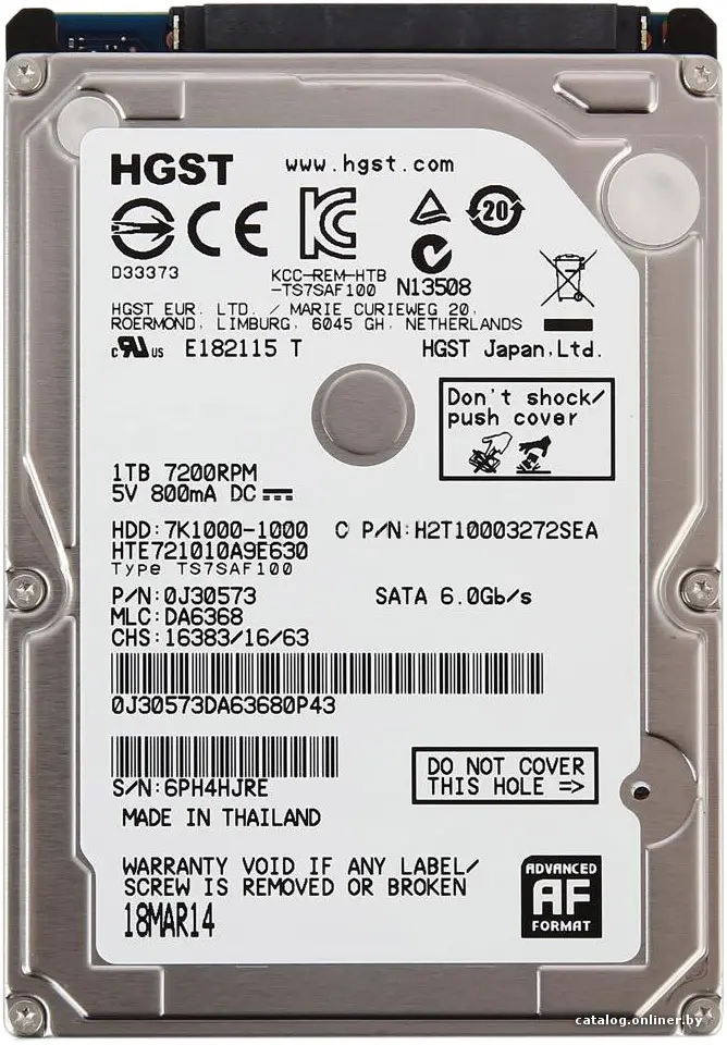 Купить Жесткий диск HGST Travelstar 7K1000 1TB HTE721010A9E630, цена, опт и розница