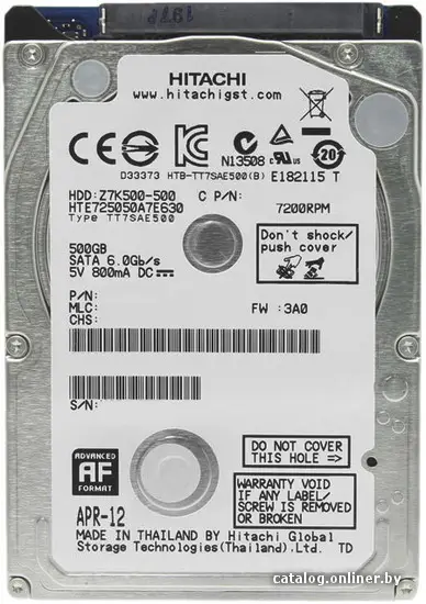 Купить Жесткий диск HGST Travelstar Z7K500 500GB HTE725050A7E630, цена, опт и розница