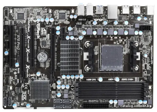 М/плата AM3+ ASRock 970 Pro3 (RTL) [AMD 970] 2xPCI-E+GbLAN SATA RAID ATX 4DDR3