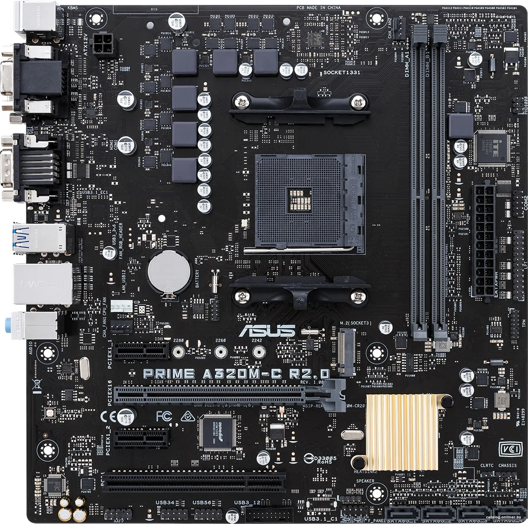 Материнская плата ASUS PRIME A320M-C R2.0 (RTL) AM4 [ A320 ] PCI-E Dsub+DVI+HDMI GbLAN SATA MicroATX 2DDR4