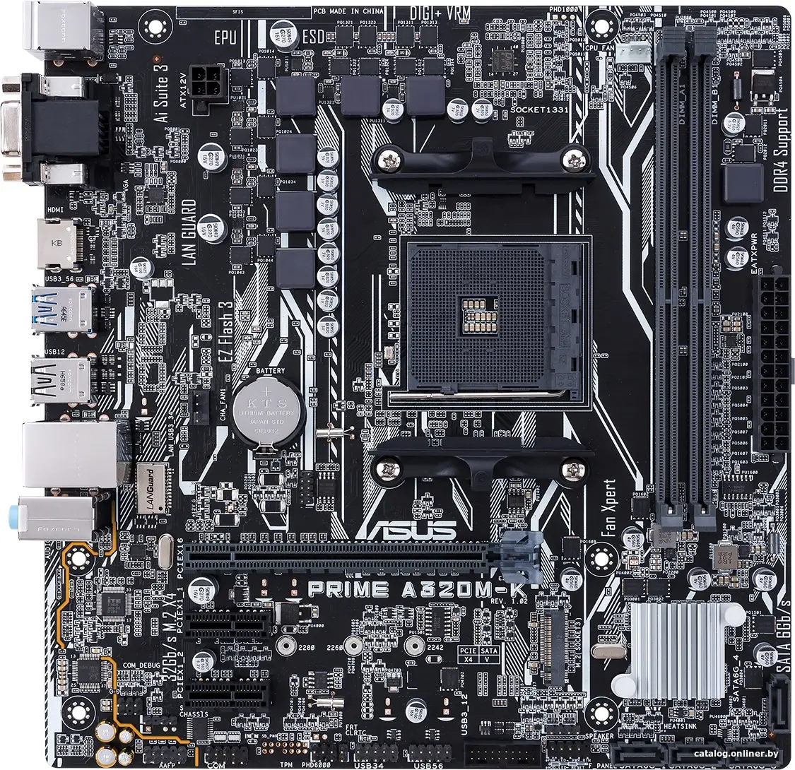 Материнская плата ASUS PRIME A320M-K (RTL) AM4 [ A320 ] PCI-E Dsub+HDMI GbLAN SATA RAID MicroATX 2DDR4