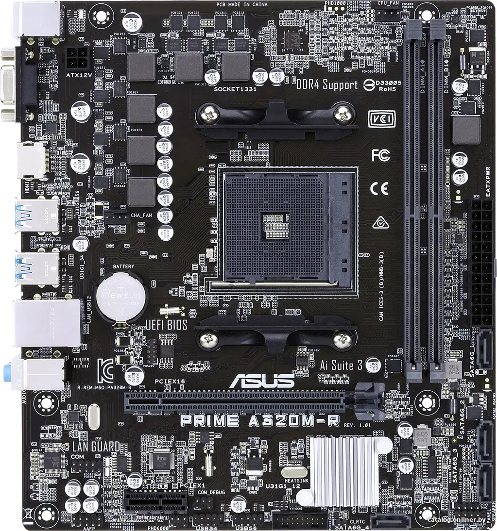 Материнская плата ASUS PRIME A320M-R-SI (RTL) AM4 [ A320 ] PCI-E Dsub+HDMI GbLAN SATA MicroATX 2DDR4