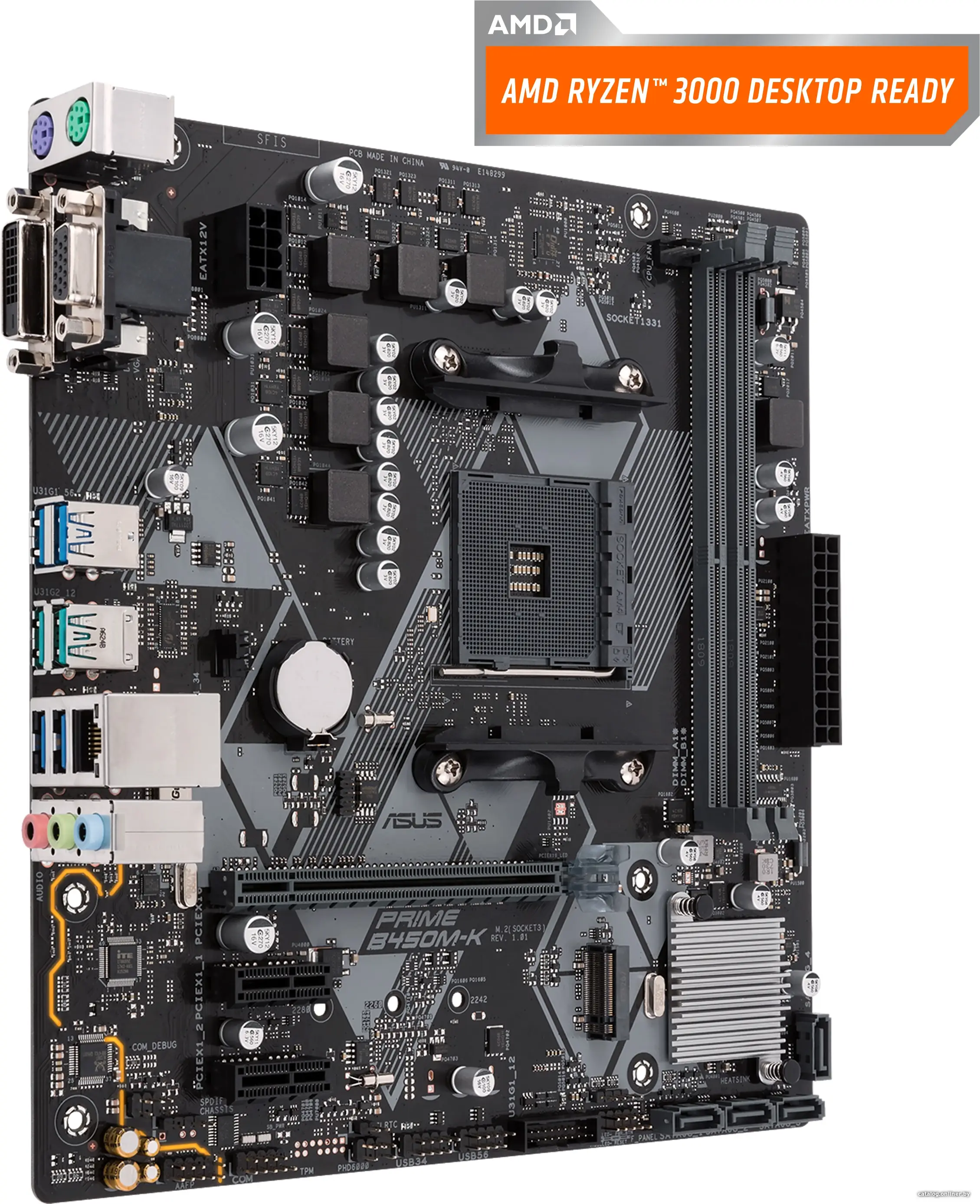 Материнская плата ASUS PRIME B450M-K (RTL) AM4 [ B450 ] PCI-E Dsub+DVI GbLAN SATA MicroATX 2DDR4