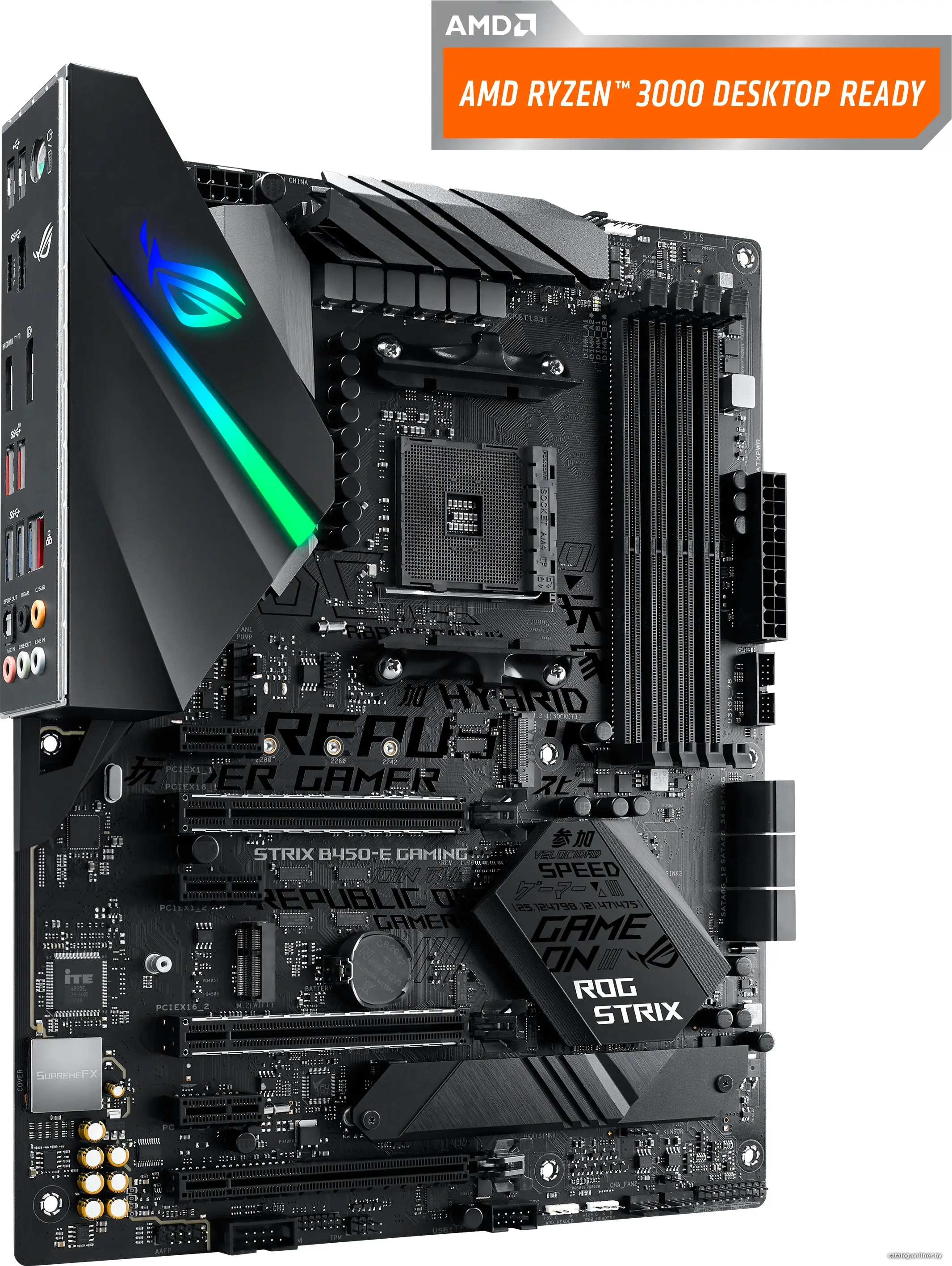 Материнская плата ASUS ROG STRIX B450-E GAMING (RTL) AM4 [ B450 ] 3xPCI-E HDMI+DP GbLAN+WiFi+BT SATA ATX 4DDR4