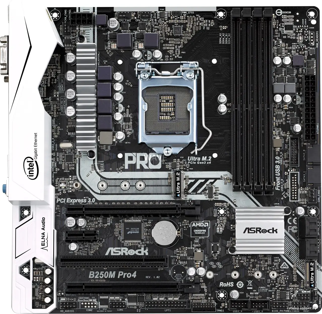 М/плата LGA1151 ASRock B250M PRO4 (RTL) [B250] 2xPCI-E Dsub+DVI+HDMI GbLAN SATA MicroATX 4DDR4