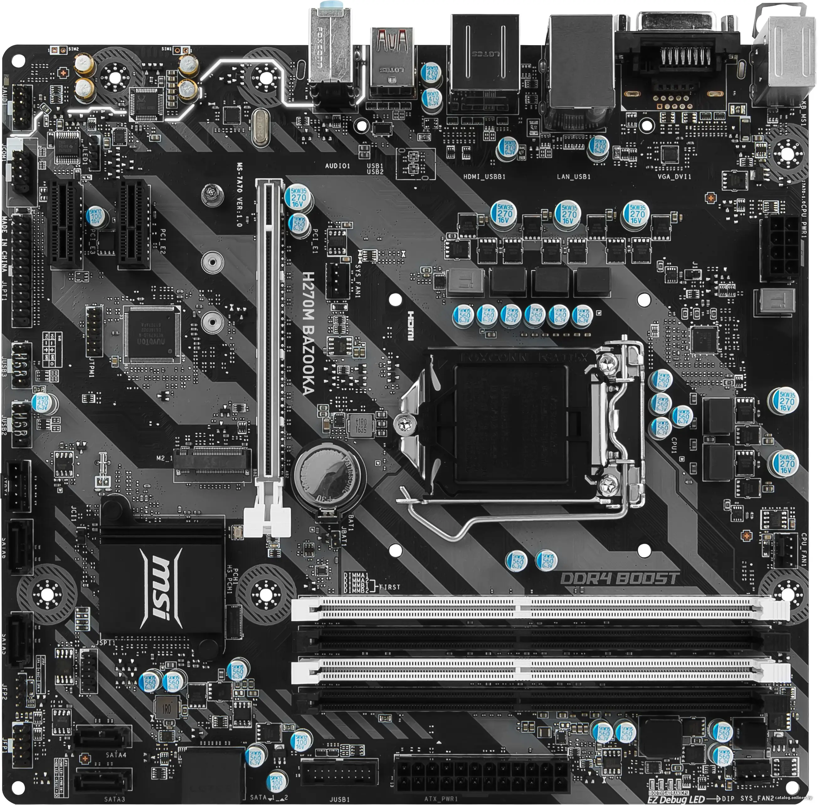 М/плата LGA1151 MSI H270M BAZOOKA (RTL) [H270] PCI-E DVI+HDMI GbLAN SATA MicroATX 4DDR4