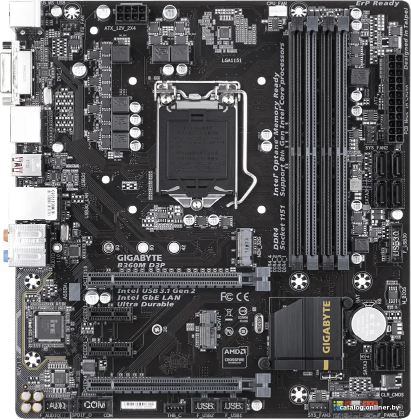 Мат. плата GIGABYTE B360M D3P rev1.0 (RTL) LGA1151 [B360] 2xPCI-E DVI+DP GbLAN SATA MicroATX 4DDR4