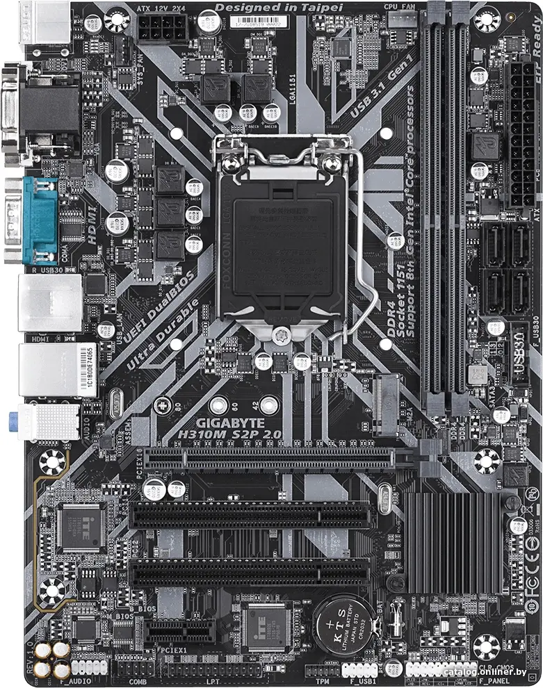 Мат. плата GIGABYTE H310M H 2.0 (RTL) LGA1151 [H310] PCI-E Dsub+HDMI GbLAN SATA MicroATX 2DDR4