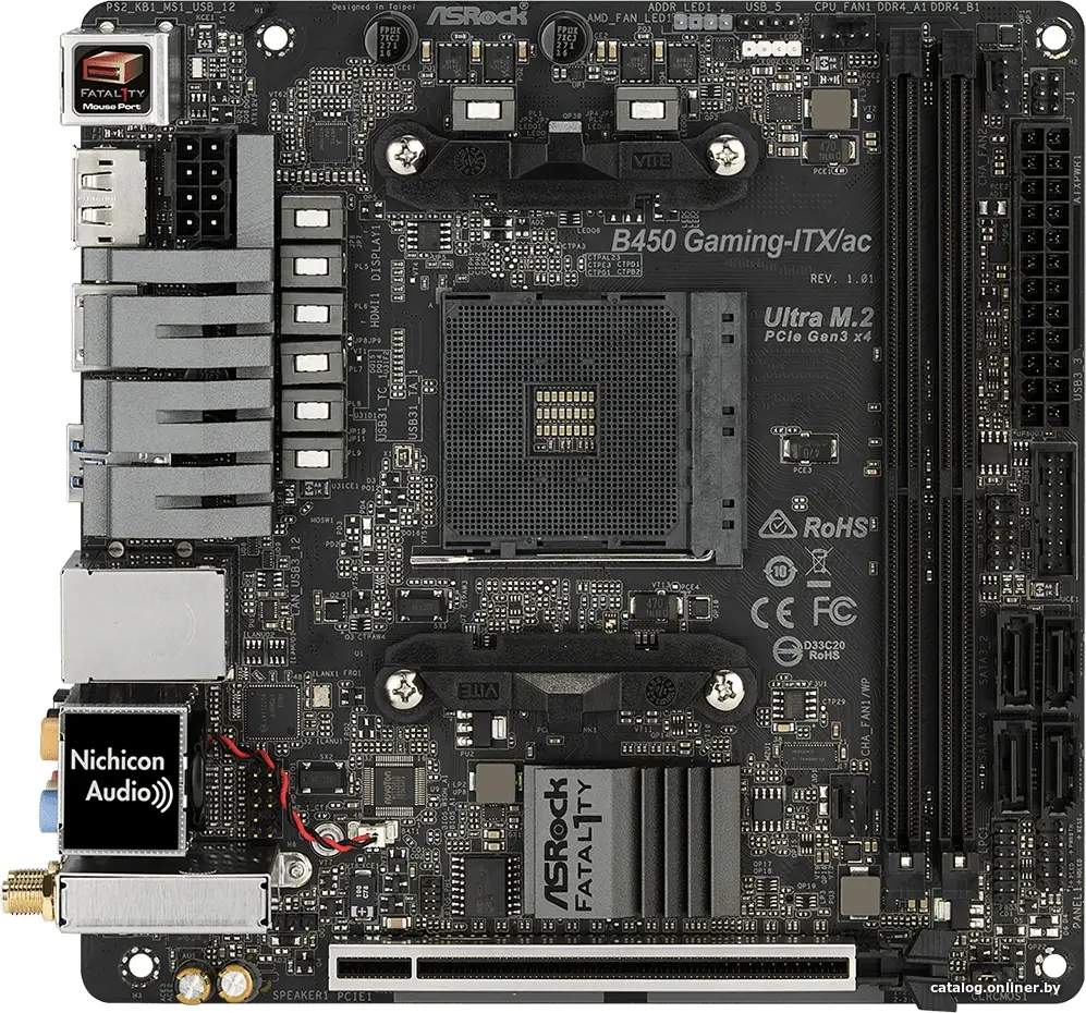 Купить Материнская плата ASRock Fatal1ty B450 Gaming-ITX/ac, цена, опт и розница