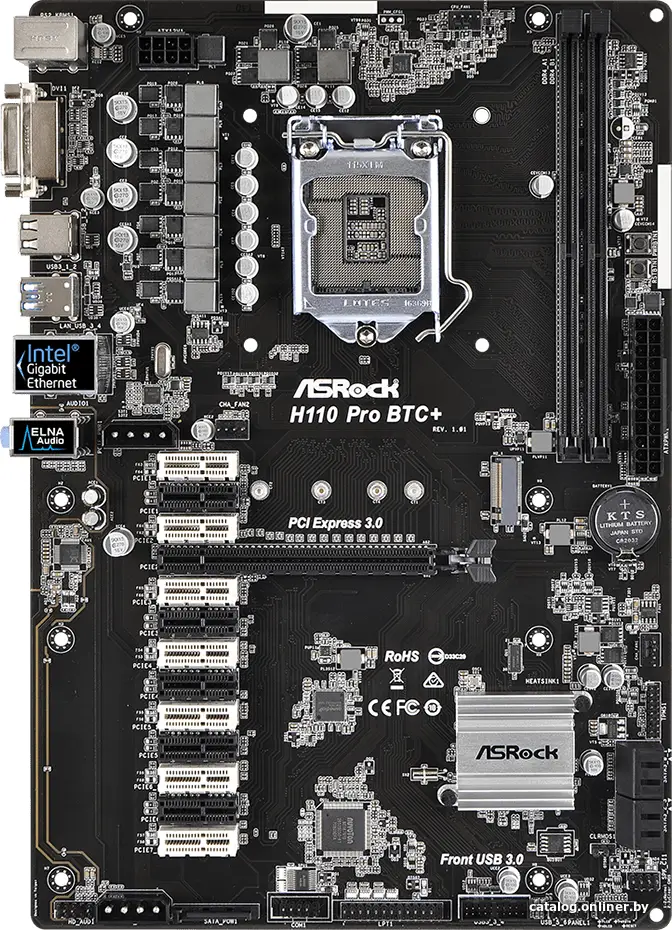 Купить Материнская плата ASRock H110 PRO BTC+, цена, опт и розница