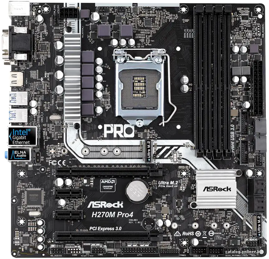 Купить Материнская плата ASRock H270 Pro4, цена, опт и розница