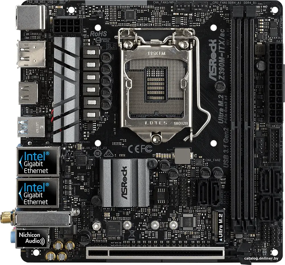 Купить Материнская плата ASRock Z390M-ITX/ac, цена, опт и розница