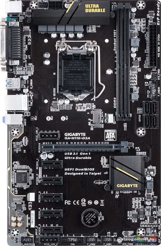 Купить Материнская плата Gigabyte GA-H110-D3A (rev. 1.0), цена, опт и розница