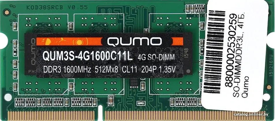 Купить Оперативная память QUMO 4GB DDR3 SO-DIMM PC3-12800 (QUM3S-4G1600C11), цена, опт и розница