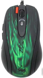 Мышь A4Tech Game Laser Mouse [XL-750BK] [Green Fire] (3600dpi) (RTL) USB 7btn+Roll