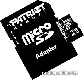 Карта памяти Patriot microSDHC (Class 10) 8 Гб + адаптер (PSF8GMCSDHC10)