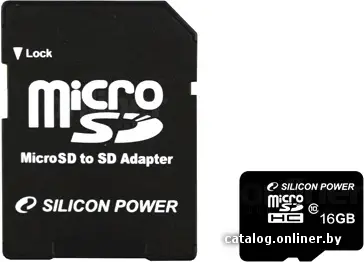 Купить Карта памяти Silicon-Power microSDHC (Class 10) 16 Гб + адаптер (SP016GBSTH010V10SP), цена, опт и розница