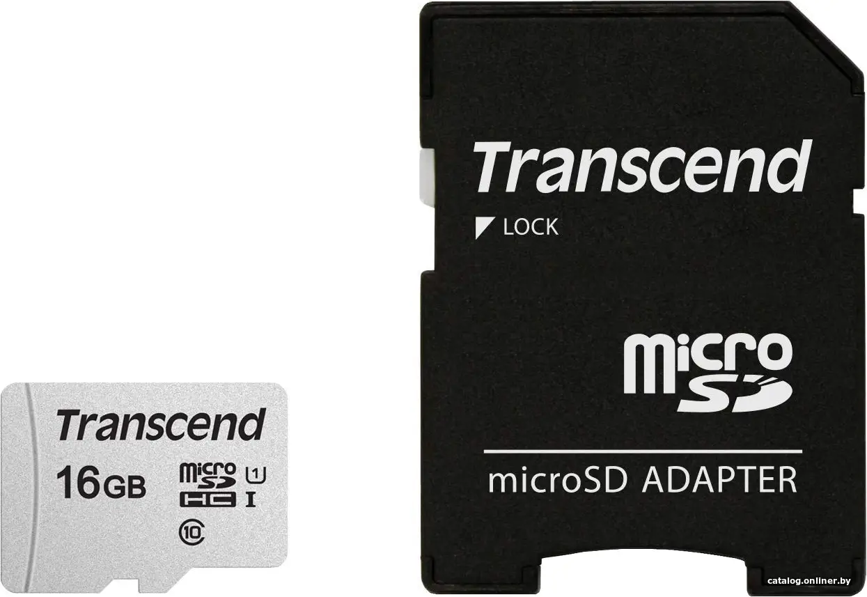 Карта памяти Transcend microSDHC 300S 16GB + адаптер