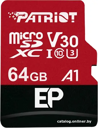 Карта памяти Micro SDXC 64GB Patriot EP Series UHS-I U3 V30 A1 (PEF64GEP31MCX)