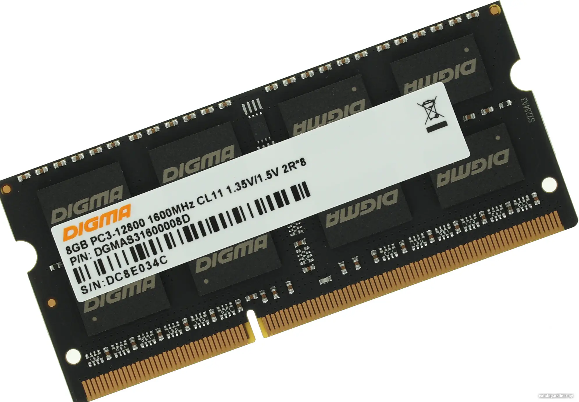 Купить Оперативная память Digma 8ГБ DDR3 SODIMM 1600 МГц DGMAS31600008D, цена, опт и розница