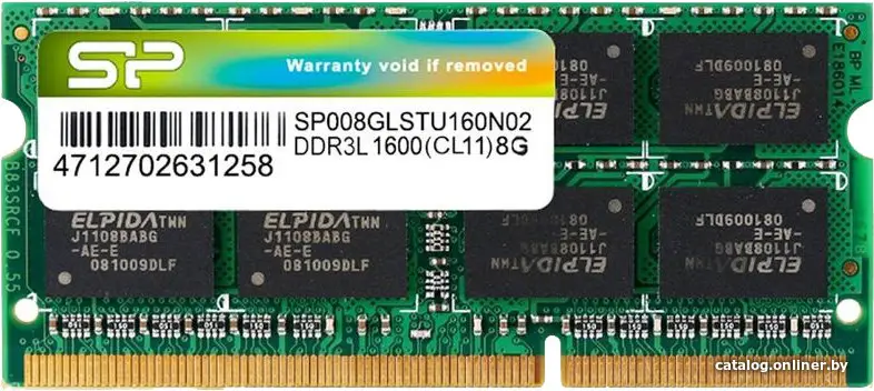 Оперативная память Silicon-Power 8GB DDR3 SO-DIMM PC3-12800 SP008GLSTU160N02 (id1022734)