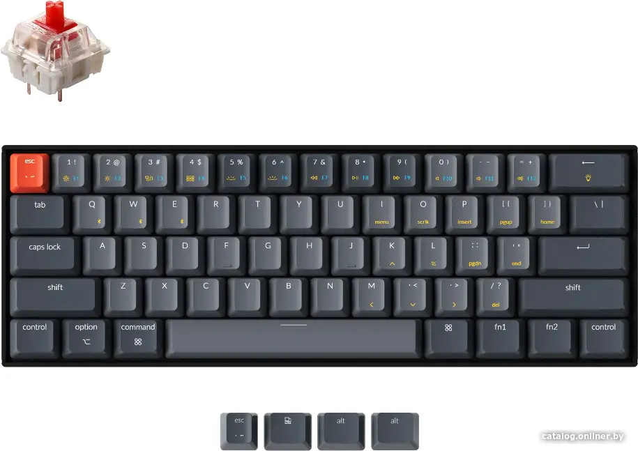 Беспроводная клавиатура Keychron K12 Grey, RGB, Gateron G pro Red Switch, RU (K12-B1-RU)