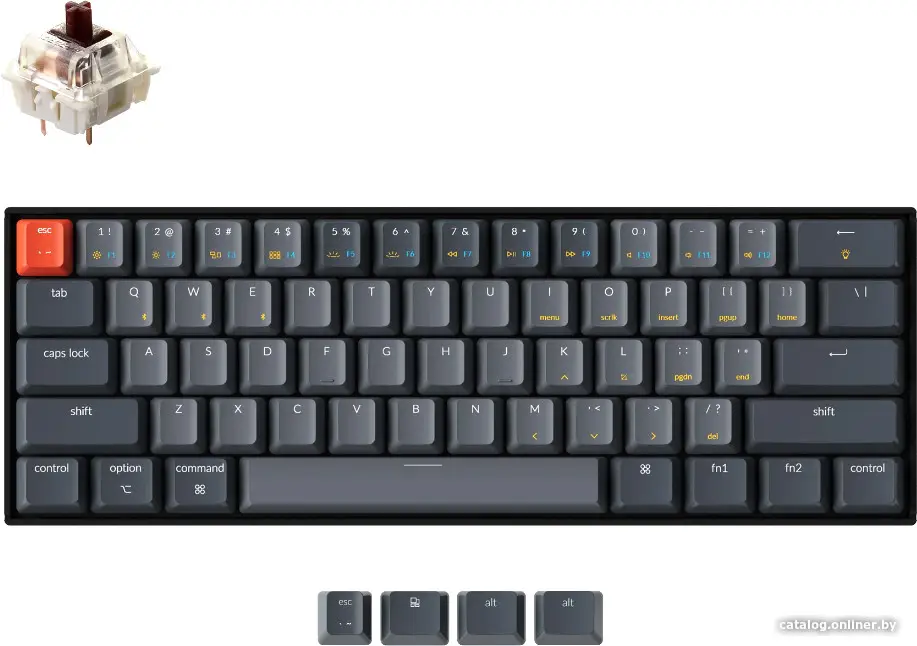 Беспроводная клавиатура Keychron K12 Grey, RGB, Gateron G pro Brown Switch, RU (K12-B3-RU)