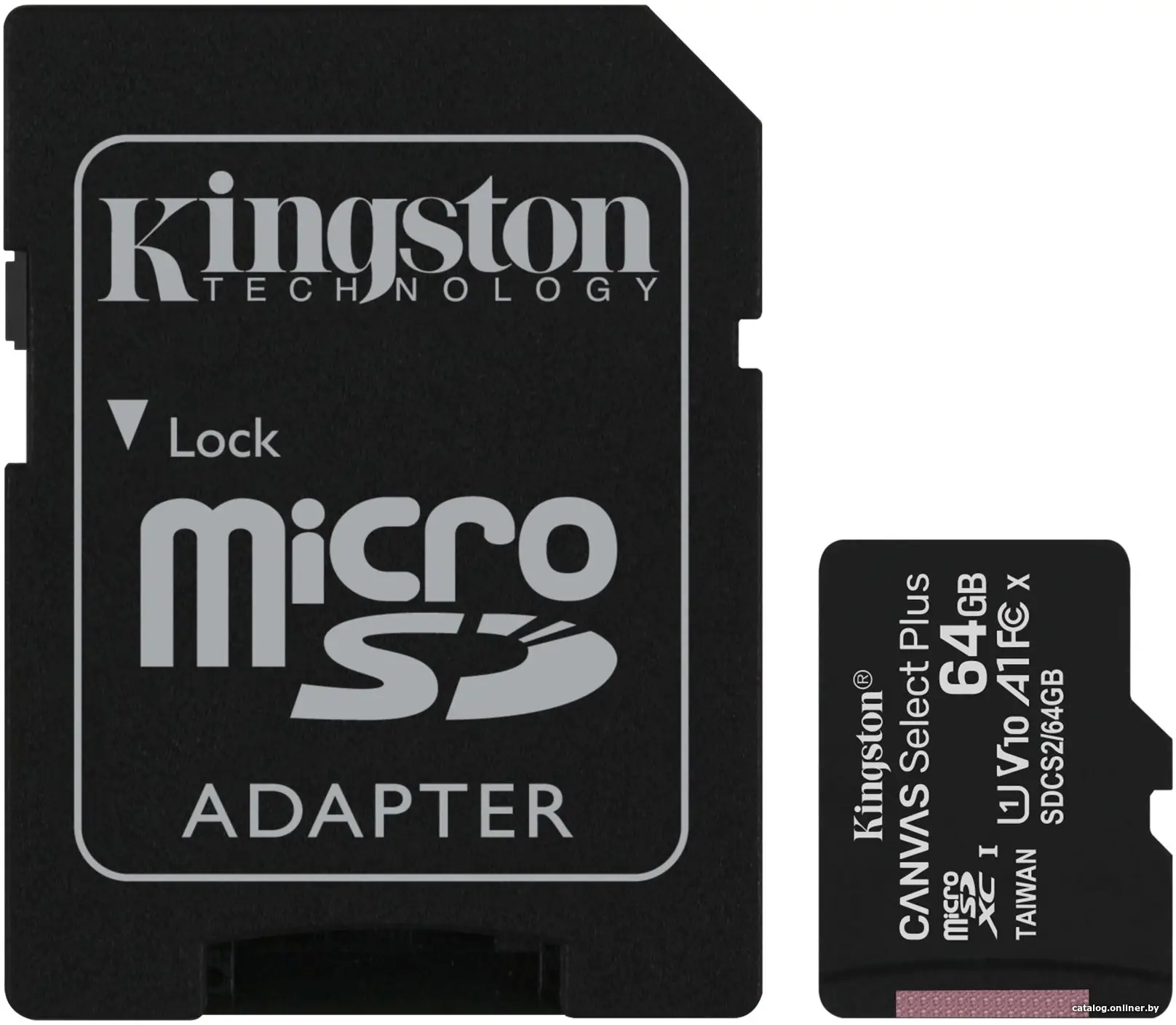 Купить Kingston 64GB micSDXC Canvas Select Plus 100R A1 C10 Card + ADP, EAN: 740617298697, цена, опт и розница