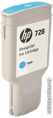 Купить HP 728 300-ml Cyan DesignJet Ink Cartridge картридж, цена, опт и розница