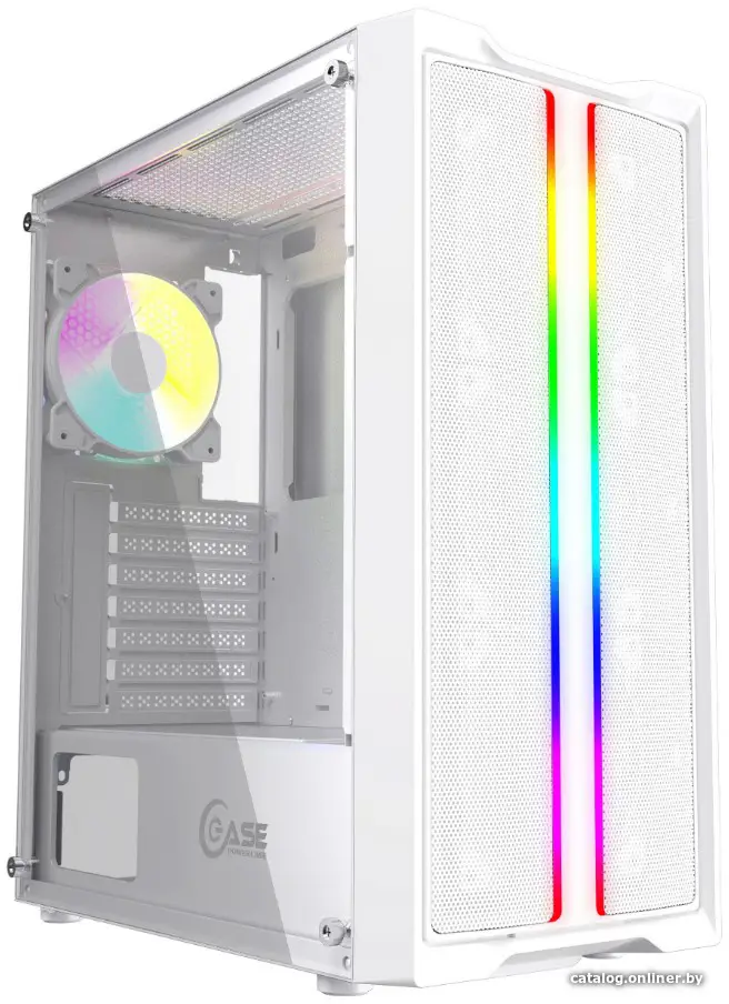Купить Корпус Powercase Mistral Evo White, Tempered Glass, 1x 120mm PWM ARGB fan + ARGB Strip + 3x 120mm PWM non LED fan, белый, ATX  (CMIEW-F4S), цена, опт и розница