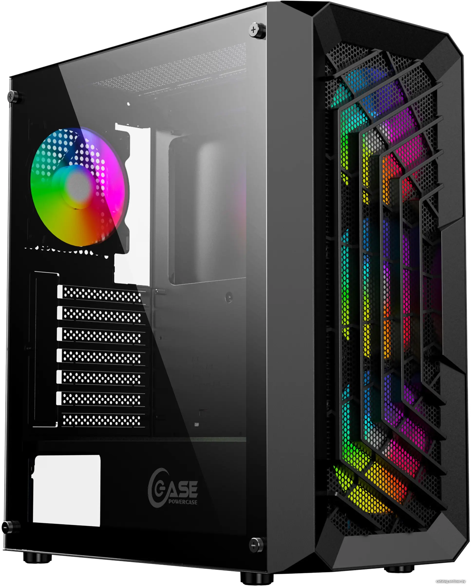 Купить Корпус Powercase Mistral C4B, Tempered Glass, 4x 120mm 5-color fan, чёрный, ATX  (CMICB-L4), цена, опт и розница