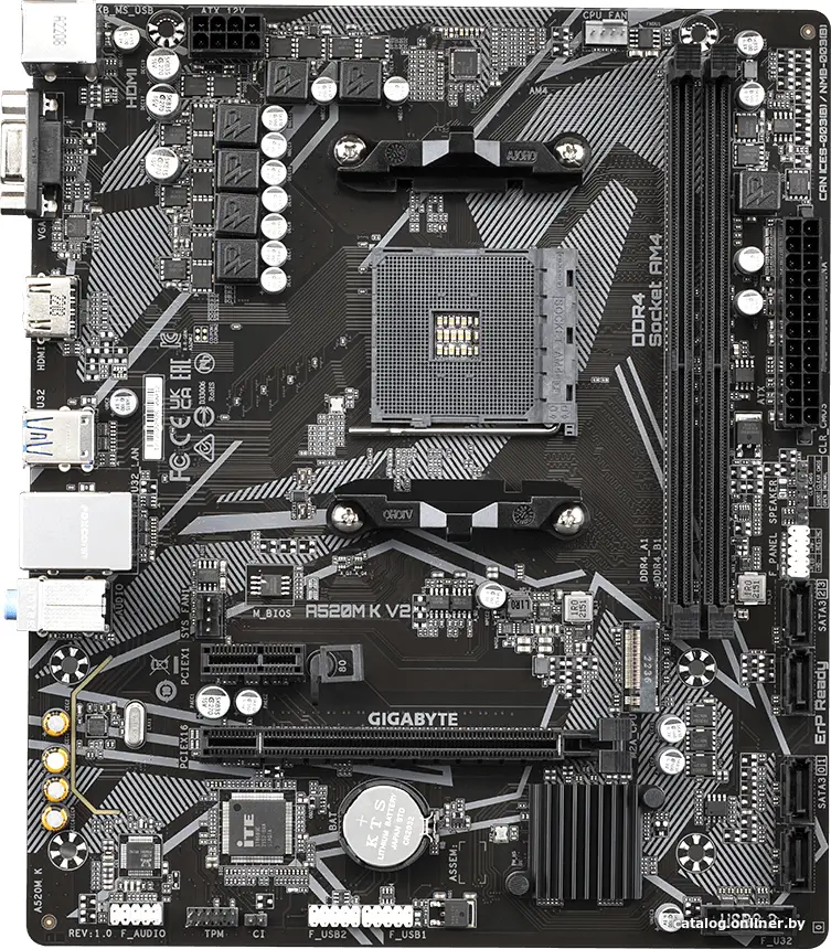 Купить Материнская плата Gigabyte A520M K V2 Soc-AM4 AMD A520 2xDDR4 mATX AC`97 8ch(7.1) GbLAN RAID+VGA+HDMI, цена, опт и розница