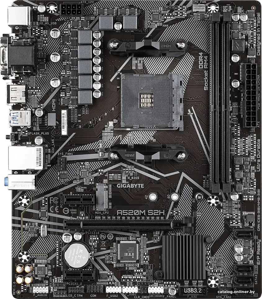 Купить Материнская плата Gigabyte A520M S2H Soc-AM4 AMD A520 2xDDR4 mATX AC`97 8ch(7.1) GbLAN RAID+VGA+DVI+HDMI, цена, опт и розница