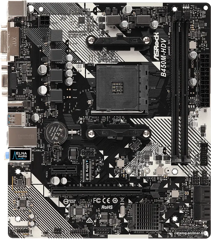 Купить Материнская плата Asrock B450M-HDV R4.0 Soc-AM4 AMD B450 2xDDR4 mATX AC`97 8ch(7.1) GbLAN RAID+VGA+DVI+HDMI, цена, опт и розница