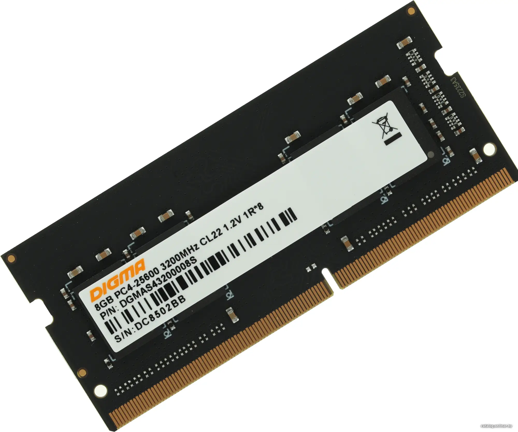 Купить Память DDR4 8Gb 3200MHz Digma DGMAS43200008S RTL PC4-25600 CL22 SO-DIMM 260-pin 1.2В single rank, цена, опт и розница