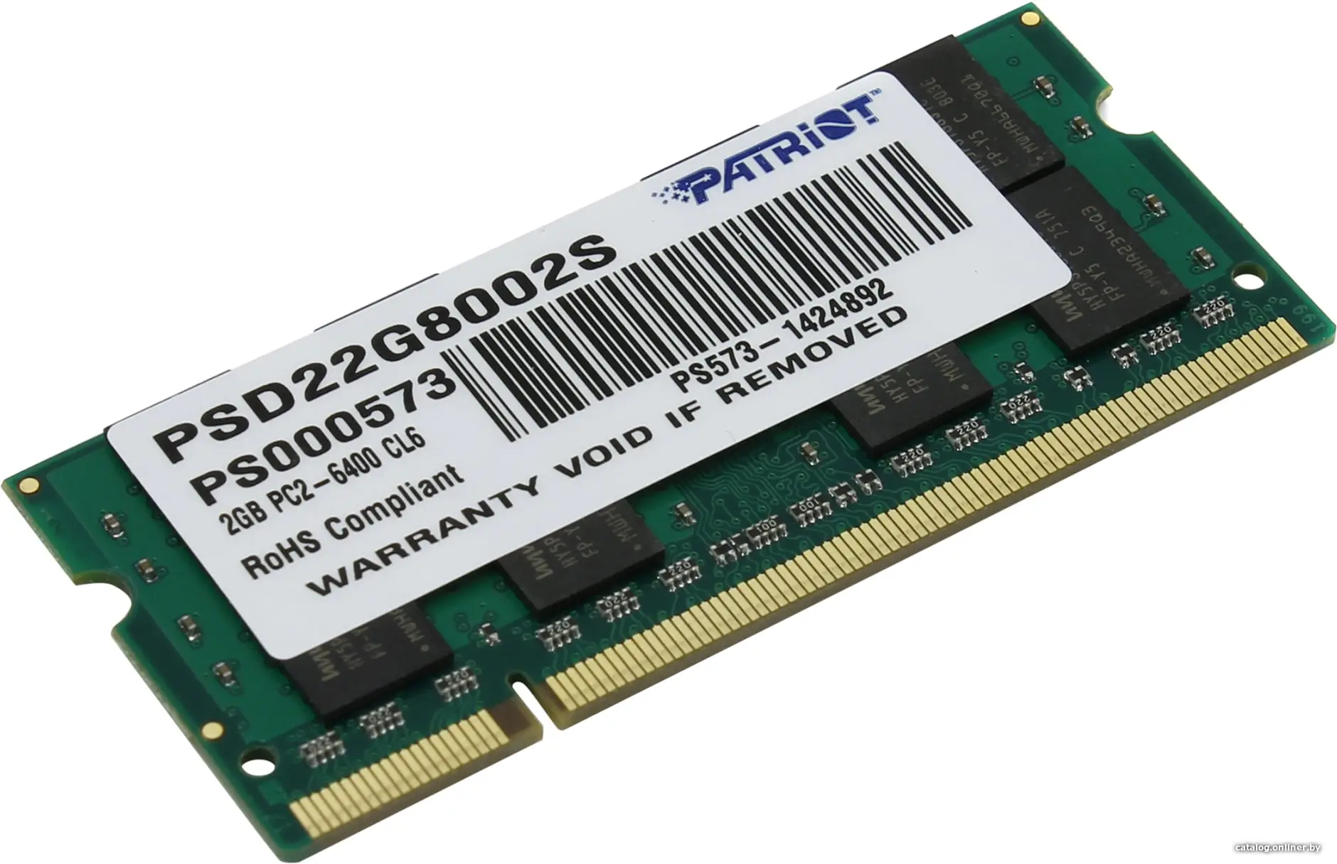 Купить Patriot 2GB DDR2 SO-DIMM PC2-6400 (PSD22G8002S), цена, опт и розница