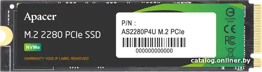 Купить Apacer SSD AS2280P4U 1TB M.2 PCIe Gen3x4, R3500/W3000 Mb/s, MTBF 1.8M, 3D NAND, NVMe, Retail (AP1TBAS2280P4U-1), цена, опт и розница