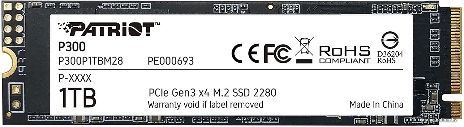 Купить Накопитель SSD Patriot PCI-E x4 1Tb P300P1TBM28 P300 M.2 2280, цена, опт и розница