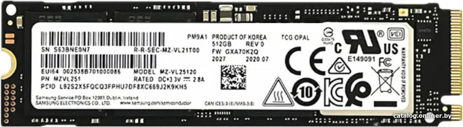Купить SSD жесткий диск M.2 NVME 512GB PM9A1 MZVL2512HCJQ-00B00 SAMSUNG, цена, опт и розница