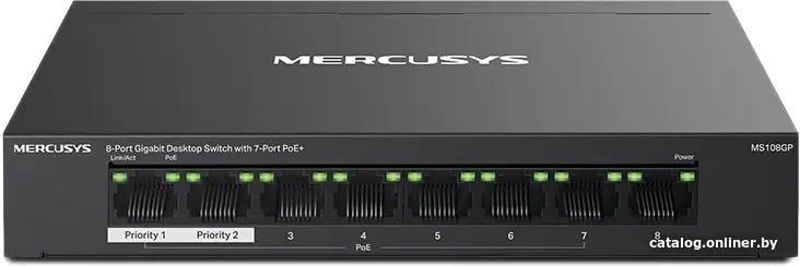 Купить Mercusys MS108GP, настольный коммутатор с 8 гигабитными портами (7 портов PoE+), цена, опт и розница