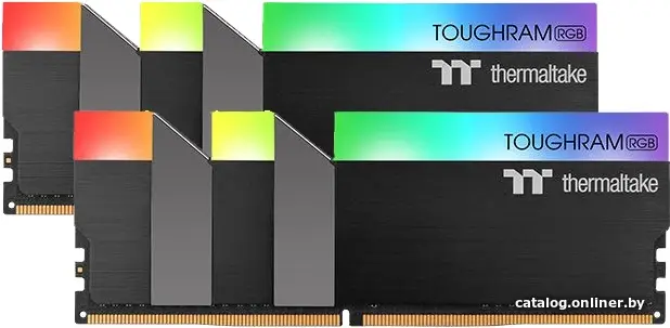 Купить Thermaltake 16GB Thermaltake DDR4 3000 DIMM TOUGHRAM RGB Black Gaming Memory R009D408GX2-3000C16B Non-ECC, R009D408GX2-3000C16B CL16, 1.35V, Heat Shield, XMP 2.0, Kit (2x8GB), RTL (522052), цена, опт и розница
