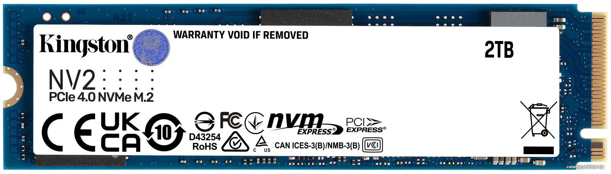 Купить 2Tb SSD Kingston NV2 SNV2S/2000G, (3500/2800), NVMe M.2, цена, опт и розница