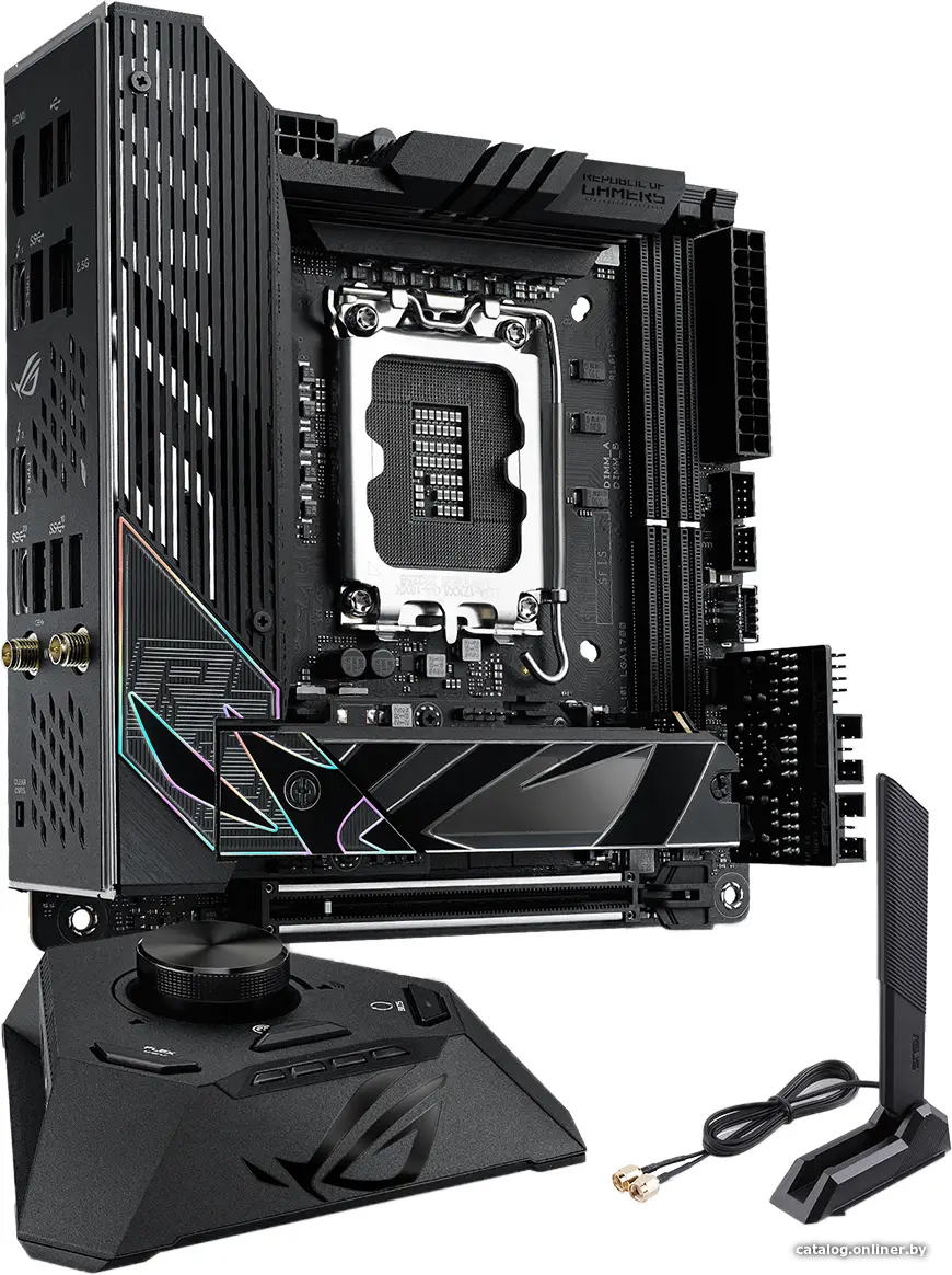Купить Материнская плата Asus ROG STRIX Z790-I GAMING WIFI Soc-1700 Intel Z790 2xDDR5 mini-ITX AC`97 8ch(7.1) 2.5Gg RAID+HDMI, цена, опт и розница