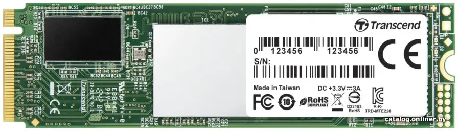 Купить SSD M.2 Transcend 2.0Tb MTE220S <TS2TMTE220S> (PCI-E 3.0 x4, up to 3500/2900Mbs, 360000 IOPs, 3D TLC, 4400TBW, NVMe 1.3, 22х80mm), цена, опт и розница