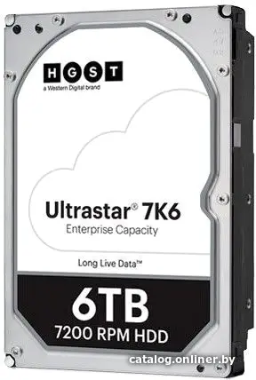 Купить Жесткий диск HGST SAS 3.0 6Tb 0B36047 HUS726T6TAL5204 Ultrastar 7K6 (7200rpm) 256Mb 3.5'', цена, опт и розница