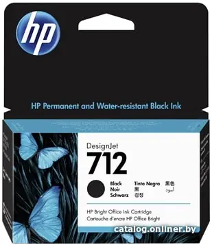 Купить HP 712 38-ml Black DesignJet Ink Cartridge картридж, цена, опт и розница
