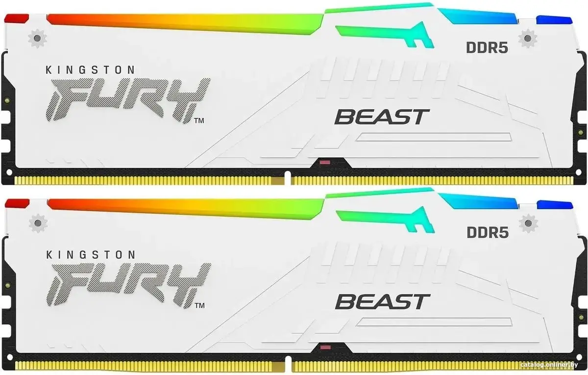 Купить Память DDR5 2x32GB 6000MHz Kingston KF560C36BWEAK2-64 Fury Beast White Expo RGB RTL Gaming PC5-48000 CL36 DIMM 288-pin 1.35В dual rank с радиатором Ret, цена, опт и розница