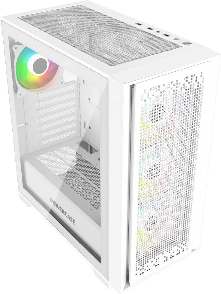 Купить Корпус Powercase ByteFlow White, Tempered Glass, 4x 120mm ARGB fans, ARGB HUB, белый, ATX  (CBFW-A4), цена, опт и розница